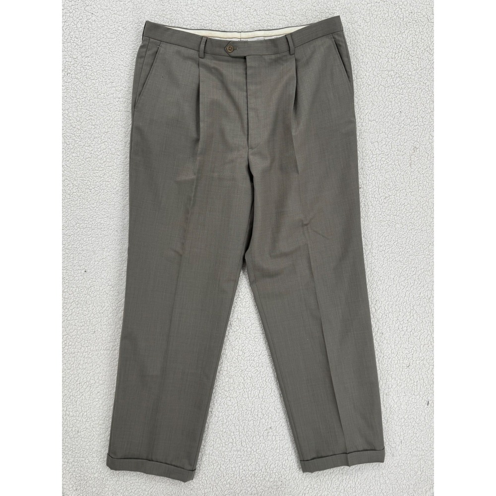 Armani Collezioni Men Size 38x32 Pleated Cuffed Dress Pants Taupe